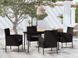 vidaXL 5 Piece Patio Dining Set Black