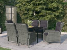 vidaXL 7 Piece Patio Dining Set Light Gray