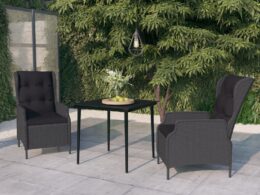 vidaXL 3 Piece Patio Dining Set Dark Gray