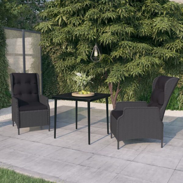 vidaXL 3 Piece Patio Dining Set Dark Gray