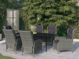 vidaXL 7 Piece Patio Dining Set Light Gray