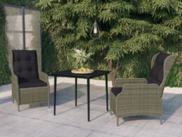 vidaXL 3 Piece Patio Dining Set Brown
