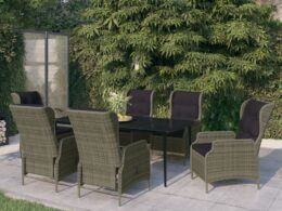 vidaXL 7 Piece Patio Dining Set Brown