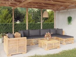 vidaXL 7 Piece Patio Lounge Set with Cushions Solid Wood Teak