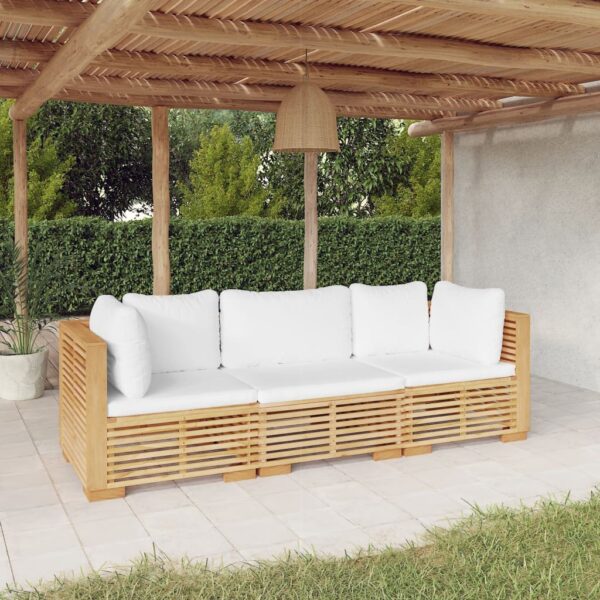 vidaXL 3 Piece Patio Lounge Set with Cushions Solid Wood Teak