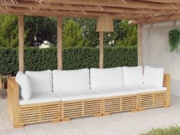 vidaXL 4 Piece Patio Lounge Set with Cushions Solid Wood Teak