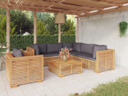 vidaXL 7 Piece Patio Lounge Set with Cushions Solid Wood Teak