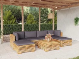 vidaXL 7 Piece Patio Lounge Set with Cushions Solid Wood Teak
