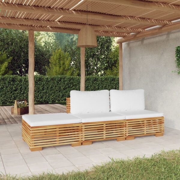 vidaXL 3 Piece Patio Lounge Set with Cushions Solid Wood Teak