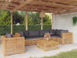 vidaXL 7 Piece Patio Lounge Set with Cushions Solid Wood Teak