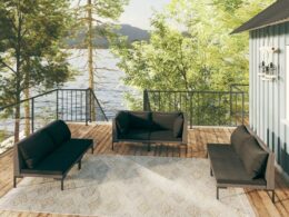 vidaXL 6 Piece Patio Lounge Set with Cushions Poly Rattan Dark Gray