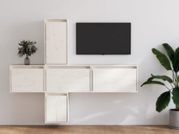 vidaXL TV Stands 5 Pcs White Solid Wood Pine