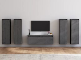 vidaXL TV Stands 5 pcs Gray Solid Wood Pine