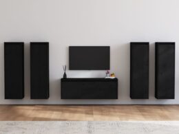 vidaXL TV Stands 5 pcs Black Solid Wood Pine