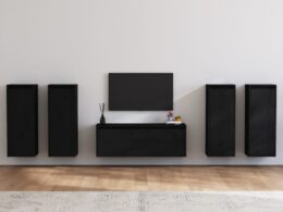 vidaXL TV Stands 5 pcs Black Solid Wood Pine