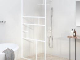 vidaXL Walk-in Shower Wall 45.3"x76.8" ESG Glass White