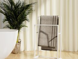 vidaXL Freestanding Towel Rack White 18.9"x9.4"x30.9" Iron