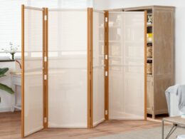 vidaXL 4-Panel Room Divider Cream White 110.2"x70.9"