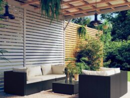 vidaXL 6 Piece Patio Lounge Set with Cushions Poly Rattan Black