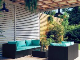 vidaXL 6 Piece Patio Lounge Set with Cushions Poly Rattan Black