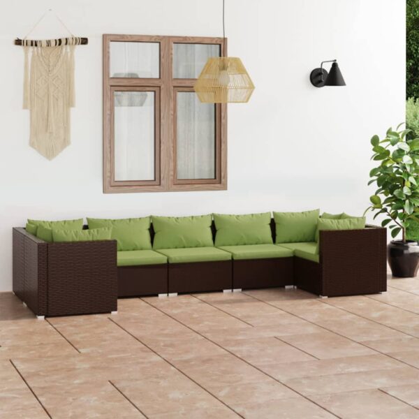 vidaXL 7 Piece Patio Lounge Set with Cushions Poly Rattan Brown