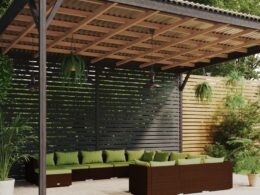 vidaXL 12 Piece Patio Lounge Set with Cushions Poly Rattan Brown