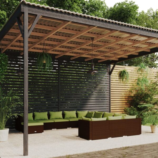 vidaXL 12 Piece Patio Lounge Set with Cushions Poly Rattan Brown