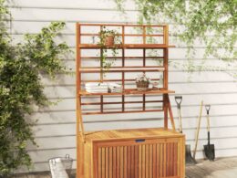 vidaXL Storage Box with Trellis 39"x19.7"x63" Solid Wood Acacia