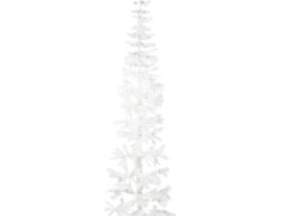 vidaXL Slim Artificial Half Christmas Tree with Stand White 8 ft