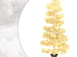 vidaXL Swirl Pre-lit Christmas Tree with Pot White 4 ft PVC