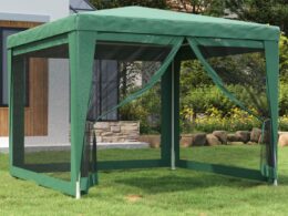 vidaXL Party Tent with 4 Mesh Sidewalls Green 9.8'x9.8' HDPE