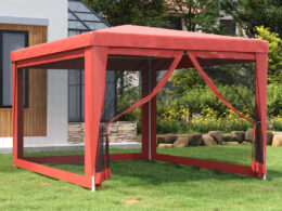 vidaXL Party Tent with 4 Mesh Sidewalls Red 9.8'x13.1' HDPE