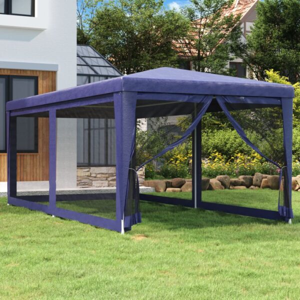 vidaXL Party Tent with 6 Mesh Sidewalls Blue 9.8'x19.7' HDPE