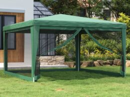 vidaXL Party Tent with 4 Mesh Sidewalls Green 13.1'x13.1' HDPE