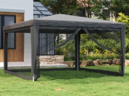 vidaXL Party Tent with 4 Mesh Sidewalls Anthracite 13.1'x13.1' HDPE