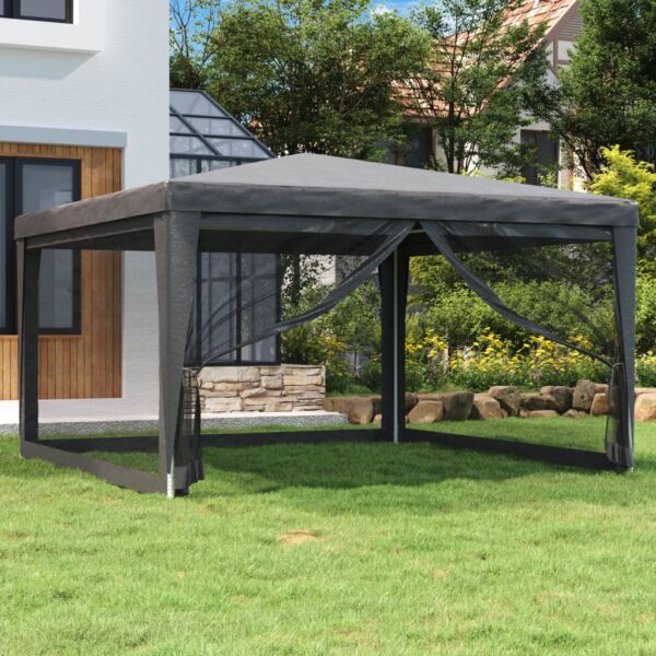 vidaXL Party Tent with 4 Mesh Sidewalls Anthracite 13.1'x13.1' HDPE