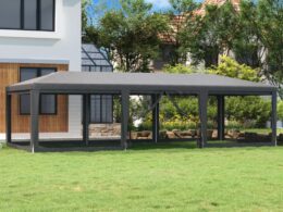 vidaXL Party Tent with 8 Mesh Sidewalls Anthracite 29.5'x13.1' HDPE