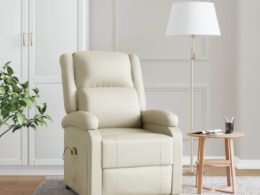 vidaXL Massage Chair Cream Faux Leather