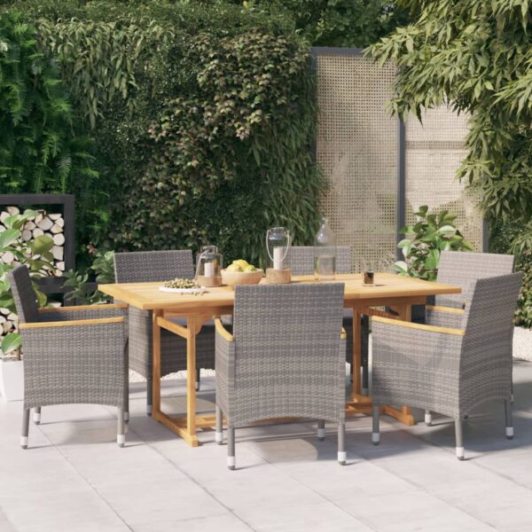 vidaXL 7 Piece Patio Dining Set with Cushions Gray