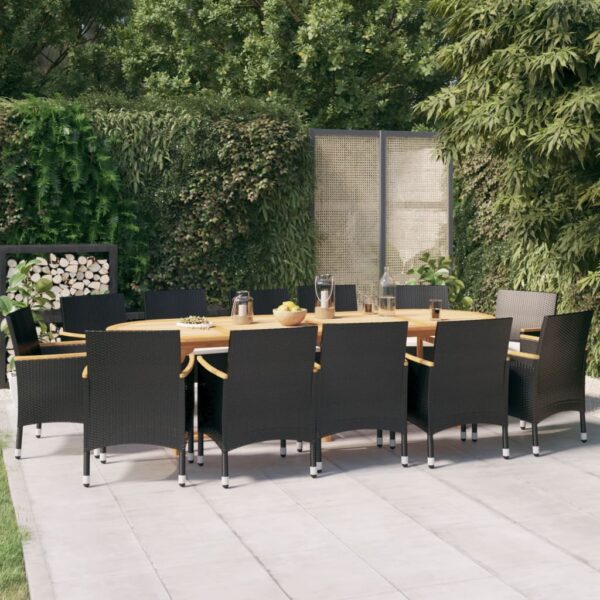 vidaXL 13 Piece Patio Dining Set with Cushions Black