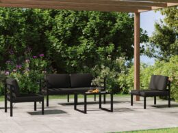 vidaXL 5 Piece Patio Lounge Set with Cushions Aluminum Anthracite
