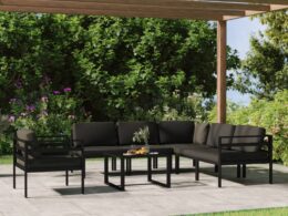 vidaXL 7 Piece Patio Lounge Set with Cushions Aluminum Anthracite