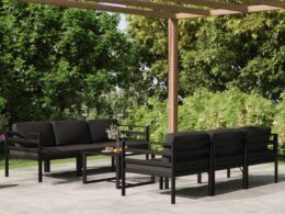 vidaXL 7 Piece Patio Lounge Set with Cushions Aluminum Anthracite