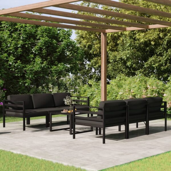 vidaXL 7 Piece Patio Lounge Set with Cushions Aluminum Anthracite