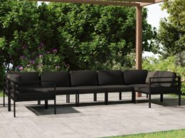 vidaXL 7 Piece Patio Lounge Set with Cushions Aluminum Anthracite
