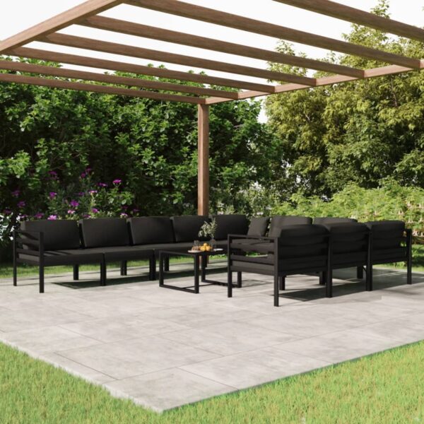 vidaXL 11 Piece Patio Lounge Set with Cushions Aluminum Anthracite