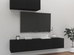 vidaXL 3 Piece TV Stand Set Black Engineered Wood