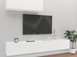 vidaXL 3 Piece TV Stand Set White Engineered Wood