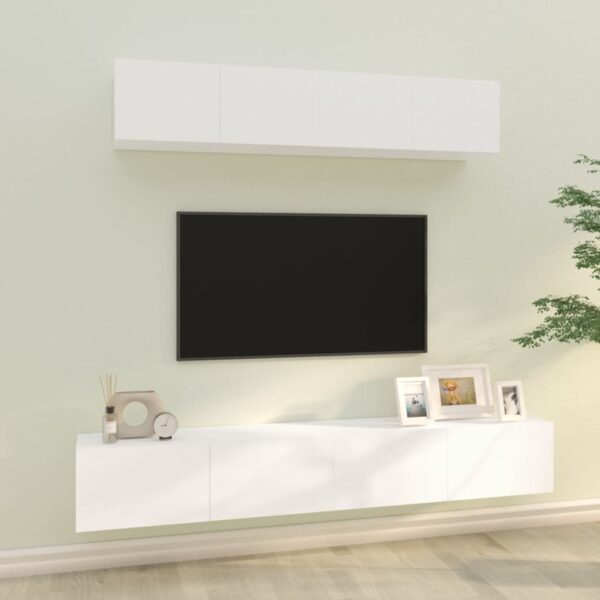 vidaXL 4 Piece TV Stand Set White Engineered Wood