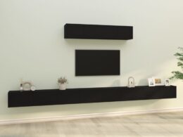 vidaXL 6 Piece TV Stand Set Black Engineered Wood